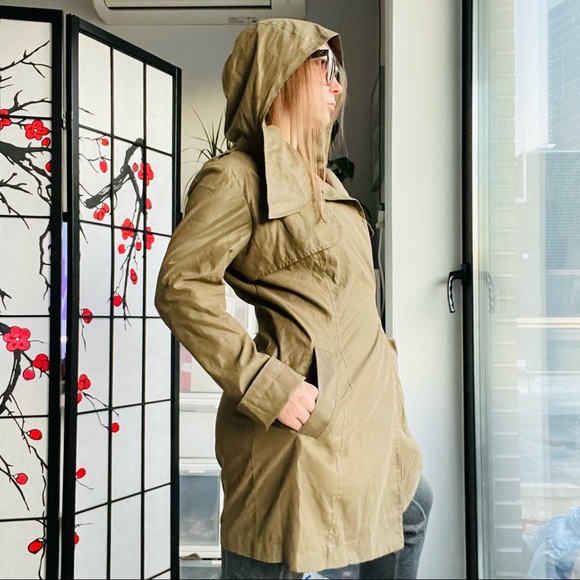 Ali RO Waist Belt Cloak Army Green Self Tie Layer Wrap Trench Coat - Picture 16 of 17